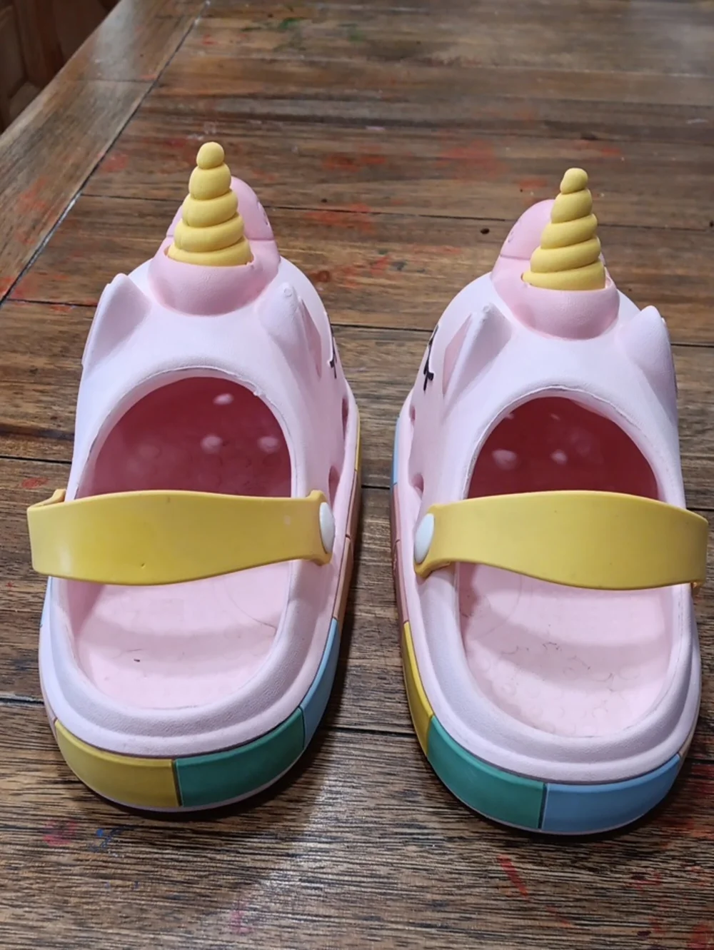 Kids Unicorn Clog Sandals - Pink and Yellow